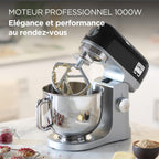 Robot pâtissier kMix KMX750BK 1000 W bol inox 5 L mouvement planétaire 6 vitesses couvercle anti-projection noir