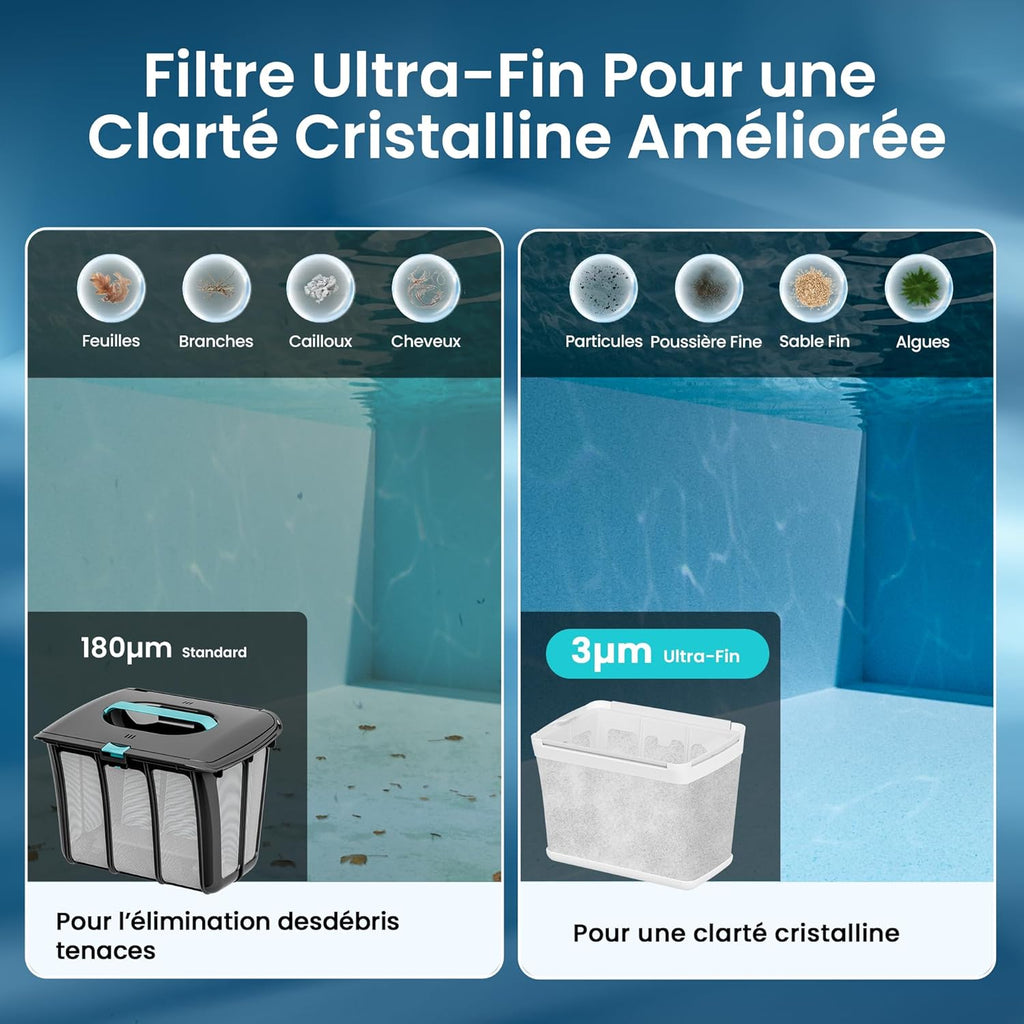 Robot piscine Scuba S1 nettoyage sol parois ligne eau 240 min filtration fine navigation intelligente app