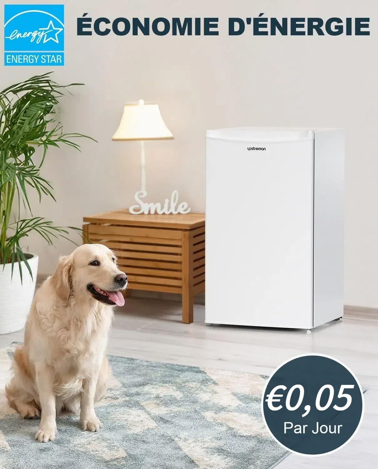 Petit réfrigérateur BR321 91 L avec congélateur 8,5 L thermostat réglable porte réversible blanc
