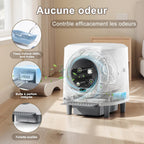 Litière autonettoyante XL Ellenpent 90 L contrôle app anti-fuites anti-pincement anti-odeurs vidage 1 touche blanc