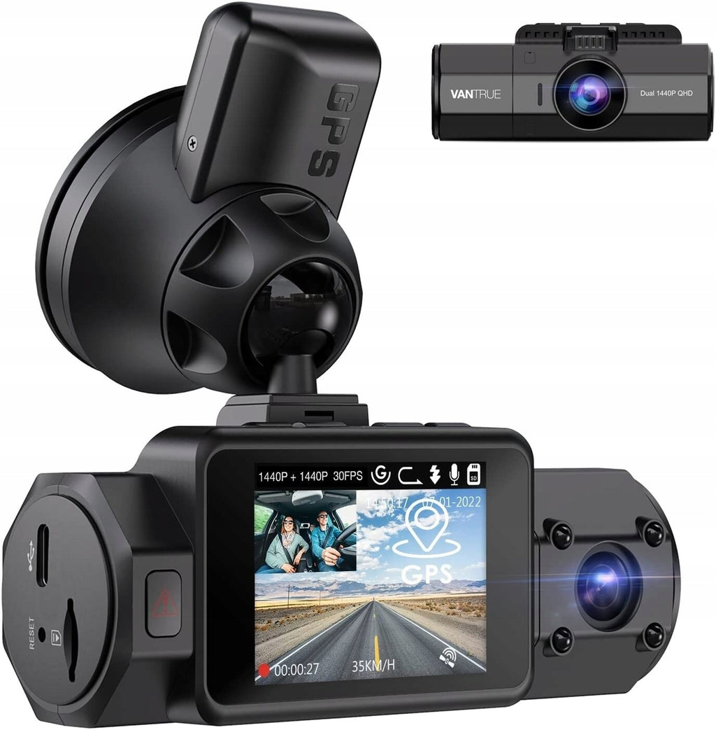 Wideorejestrator samochodowy N2S QHD 1440P GPS kamera przednia i wewnętrzna Sony IMX335 tryb nocny