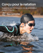 Casque à conduction osseuse OpenSwim Pro IP68 Bluetooth 5.4 stockage MP3 32 Go autonomie 9 h gris