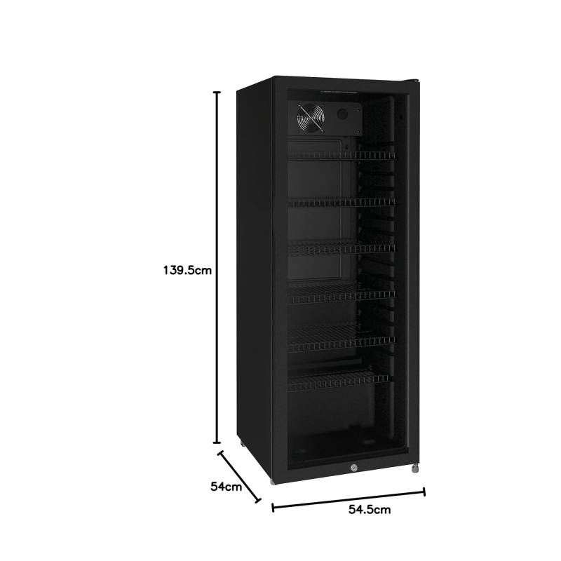 Réfrigérateur à boissons professionnel GSC4240B 237 L porte vitrée avec serrure 6 étagères réglables 110 W noir