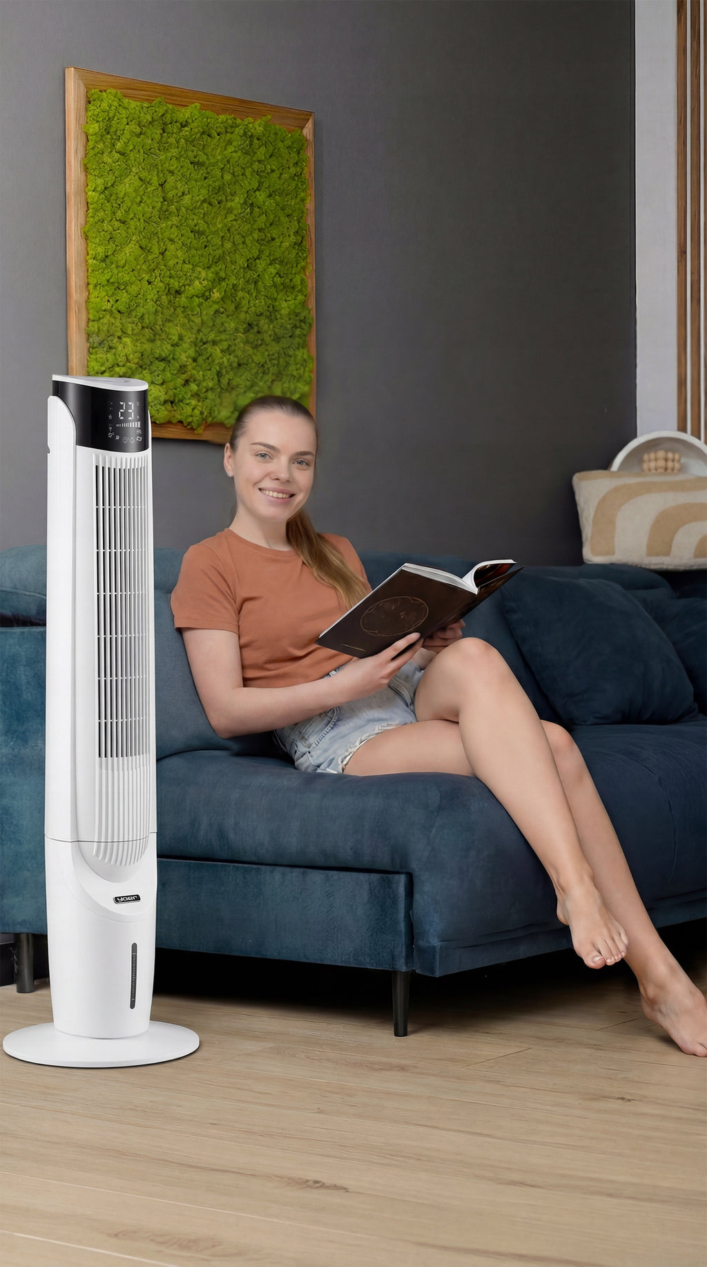 Przenośny klimator wodny wentylator kolumnowy cichy 33dB z funkcją jonizacji i aromaterapii 6w1