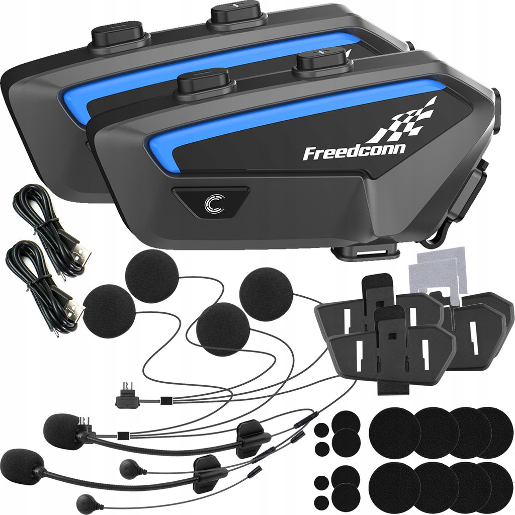Motocyklowy interkom Bluetooth FX V2 EU zestaw komunikacyjny konferencja 10 osób zasięg 2000 m mikrofony