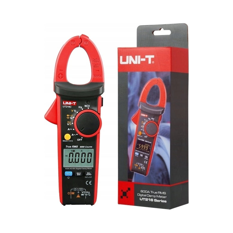 Clamp Meter UT216C Digital Multimeter LCD 6000 Counts AC DC Voltage Current Resistance Temperature Measurement