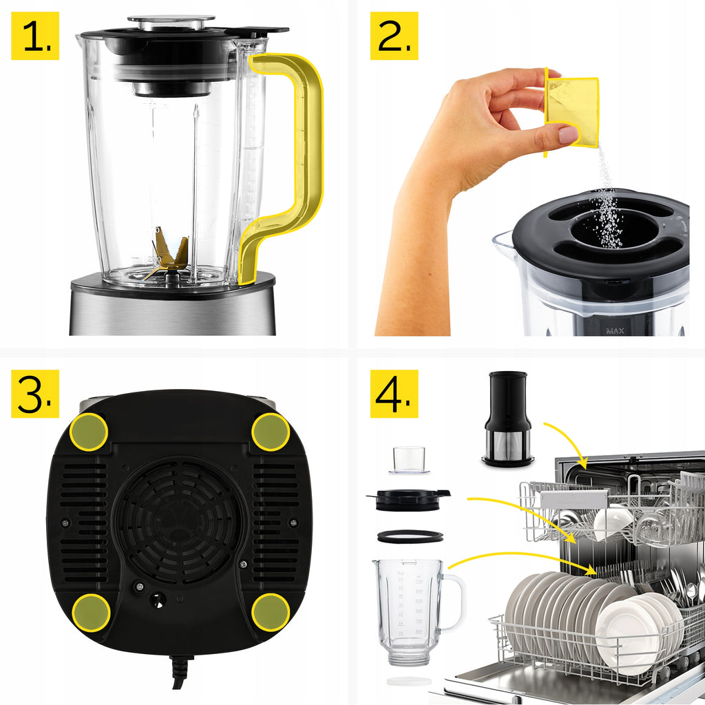 Wydajny blender kielichowy automatyczny 2,4L 2200W Tritan Inox ze sitkiem i dwoma bidonami