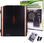 Cible de fléchettes électronique LED avec armoire 38 jeux 211 options 12 fléchettes pointe souple adultes