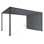 Pergola coulissante 3x4 m double pans structure acier époxy toile polyester grise 160 g/m² belvédère jardin