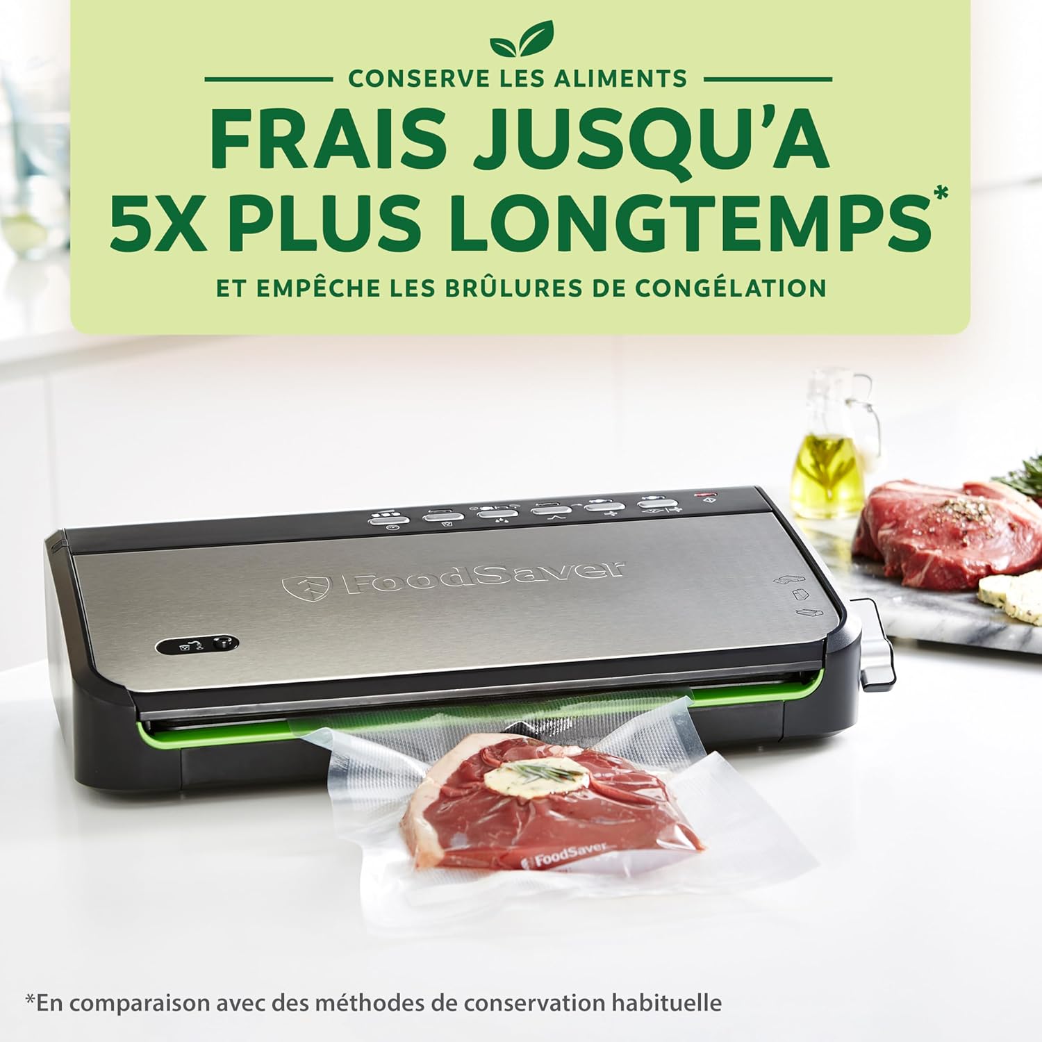 Machine sous vide FFS005X 140 W semi-automatique fonction pulse cutter intégré rangement rouleau sacs inclus noir
