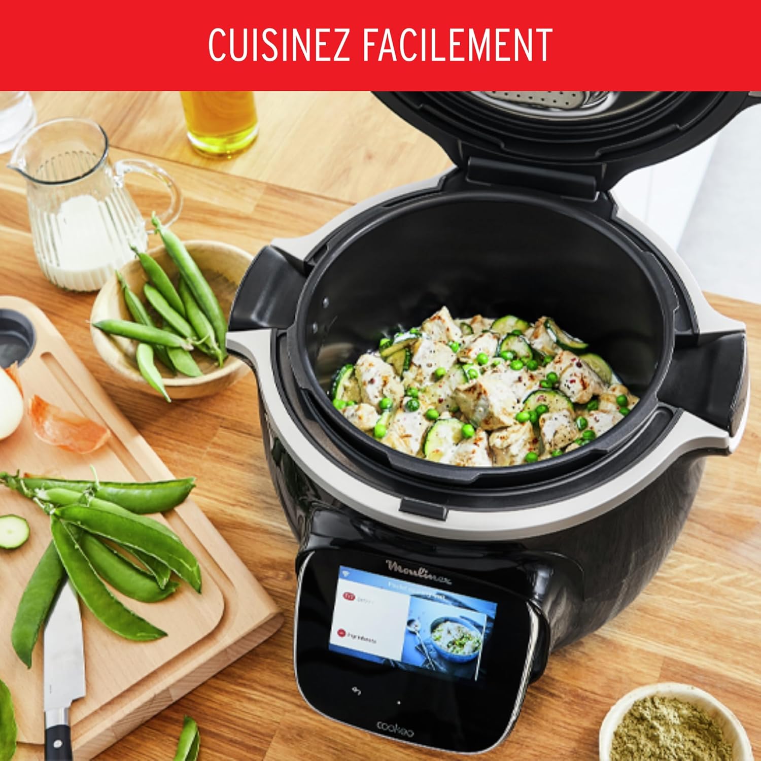 Multicuiseur intelligent Cookeo Touch CE902800 6 L 1600 W haute pression WiFi écran tactile 250 recettes noir