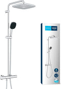Colonne de douche Vitalio Comfort 250 thermostatique tête 25 cm 1 jet pommeau 11 cm 2 jets flexible 175 cm chromé