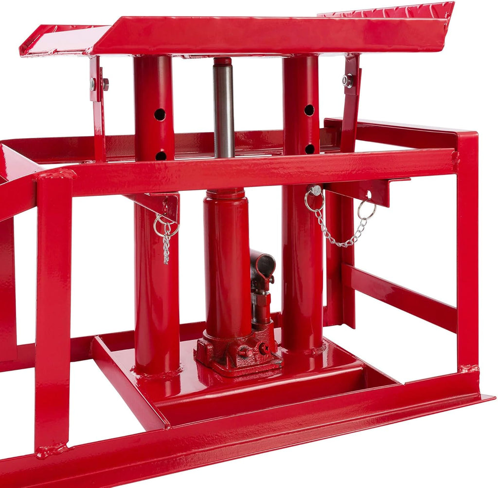Lot 2 rampes accès avec cric hydraulique 2T pont élévateur auto XXL largeur 257 mm hauteur réglable rouge