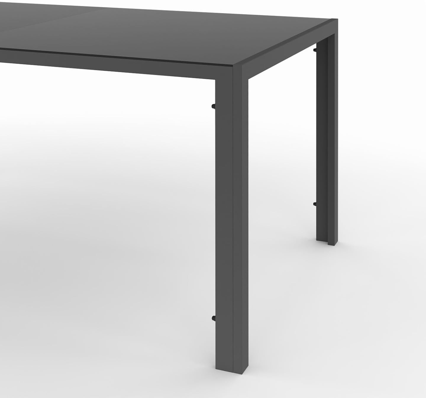 Salon de jardin Madrid 8 places table 190 x 80 cm 8 chaises empilables plateau verre trempé acier gris anthracite