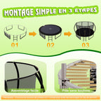 Trampoline extérieur diamètre 228-427cm avec filet sécurité couverture protection capacité charge 150kg enfants