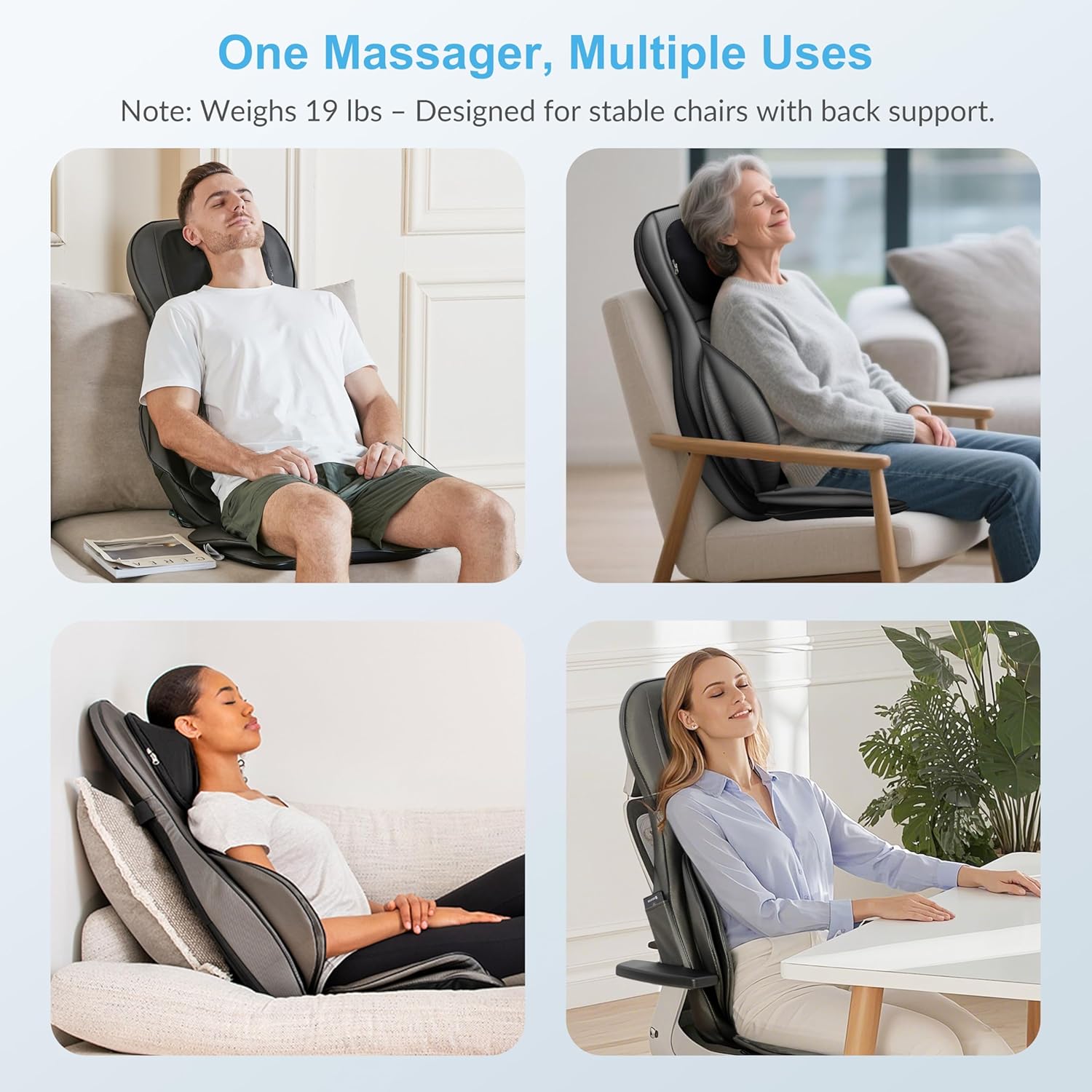 Siège massant Shiatsu dos cou pétrissage 2D 3D chaleur compresse réglable massage complet corps