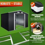 Abri de jardin métal XXL 5 m² Gardebruk 260 x 205 x 180 cm porte coulissante fondation incluse anthracite