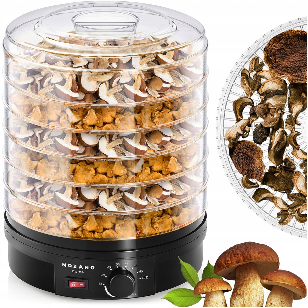 Suszarka spożywcza do żywności SUSZARKA 6W1 500 W z 6 sitami regulacją temperatury 35-70°C do grzybów owoców warzyw ziół