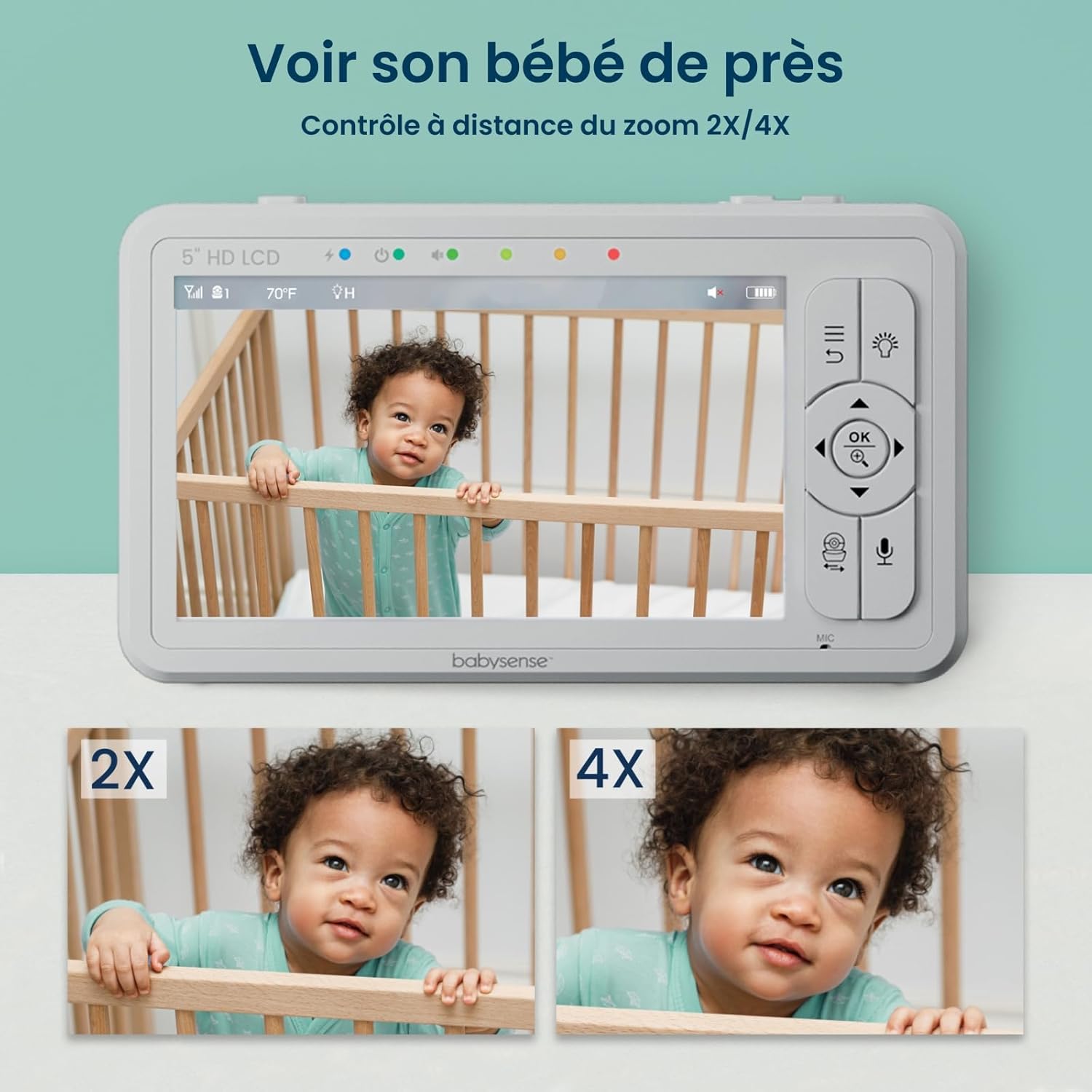 Babyphone vidéo HD HDS2 écran 5 pouces 2 caméras 720p sans WiFi audio bidirectionnel vision nocturne zoom x4