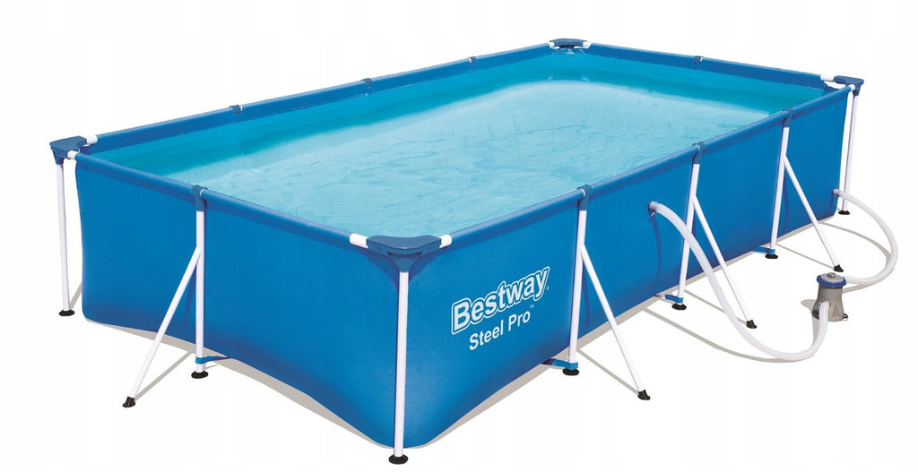 Basen stelażowy prostokątny ogrodowy dla rodziny 400 x 211 x 81 cm łatwy montaż solidna konstrukcja