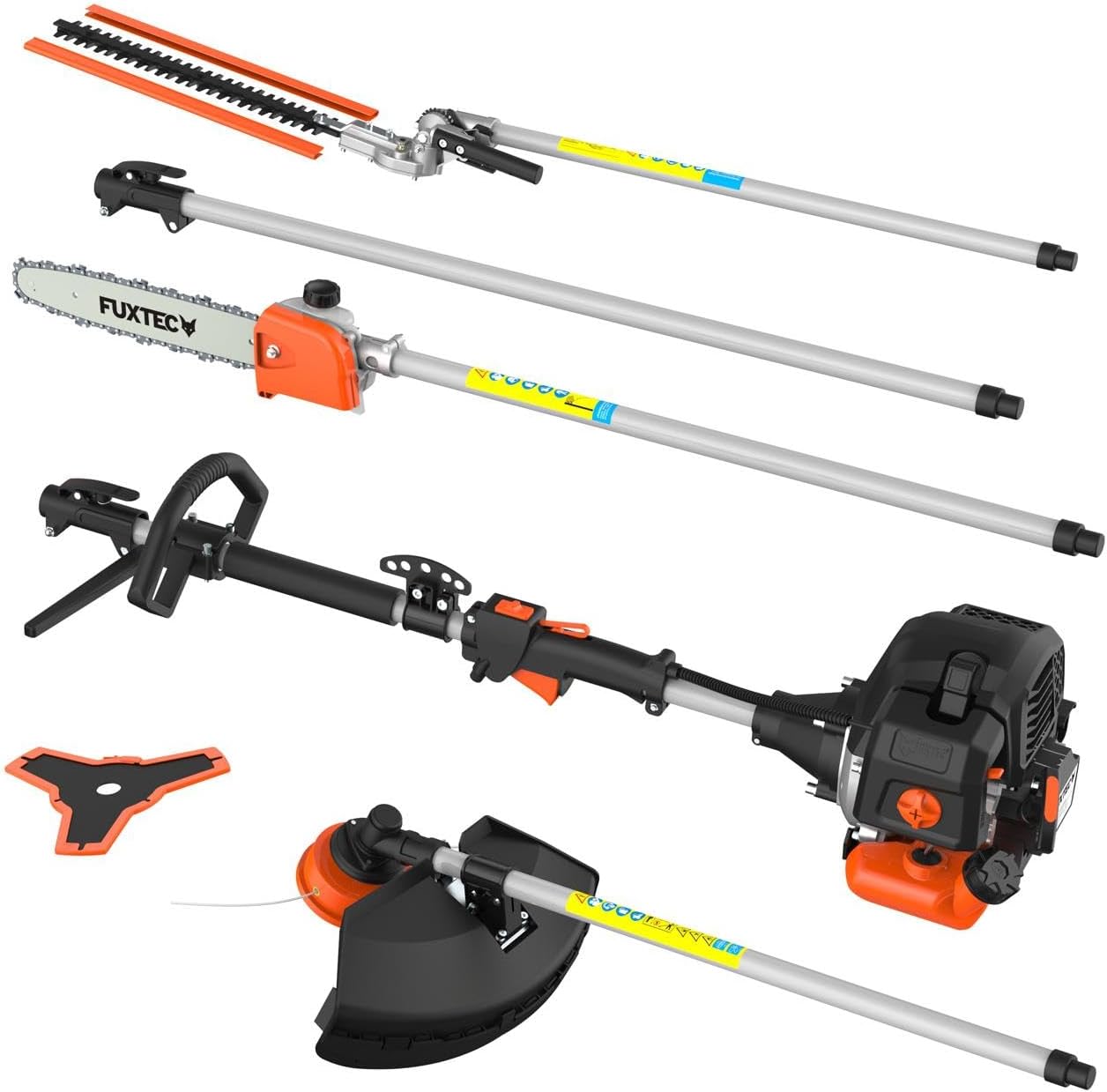 Débroussailleuse thermique multifonction FX-MT152E 5 en 1 moteur 2 temps 52 cm³ 3 CV coupe 32 cm rallonge 1 m noir
