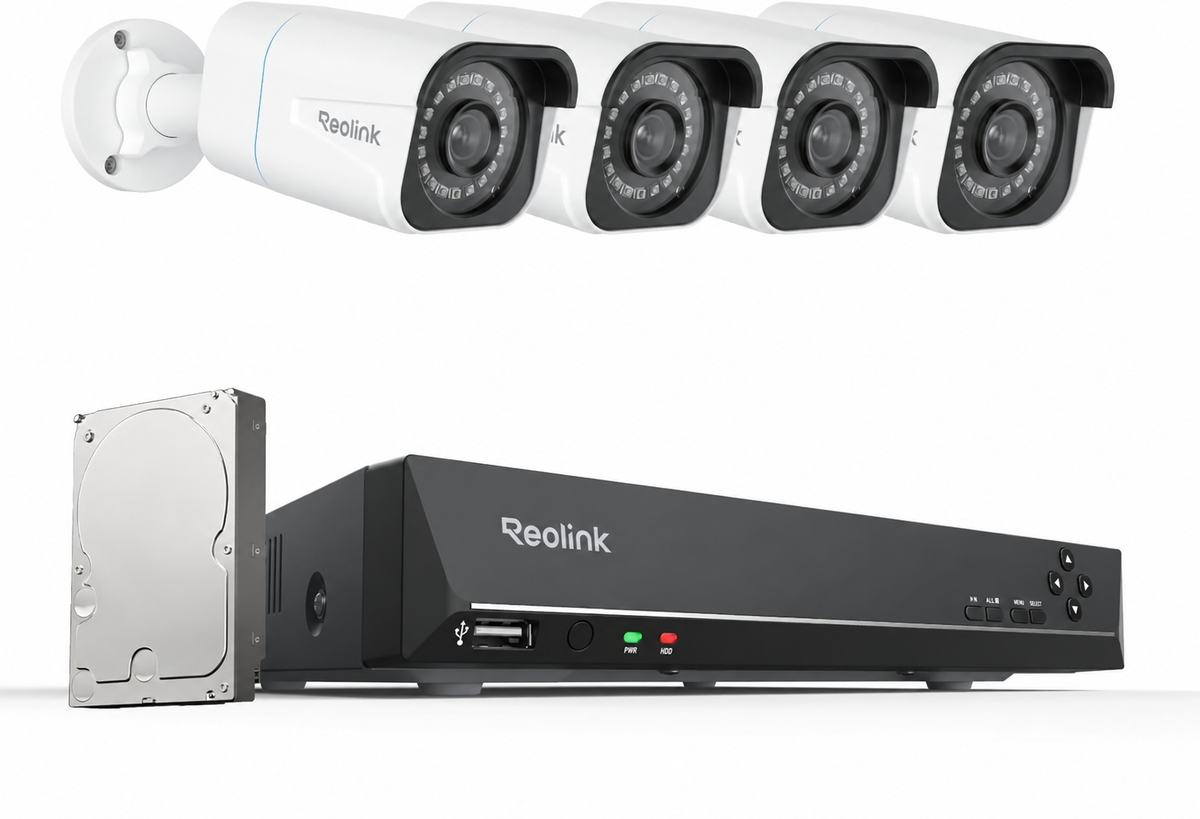 Reolink Caméra surveillance extérieure 4K kit NVR 8CH 2To PoE 8MP vision nocturne 30m audio RLK8-800B4
