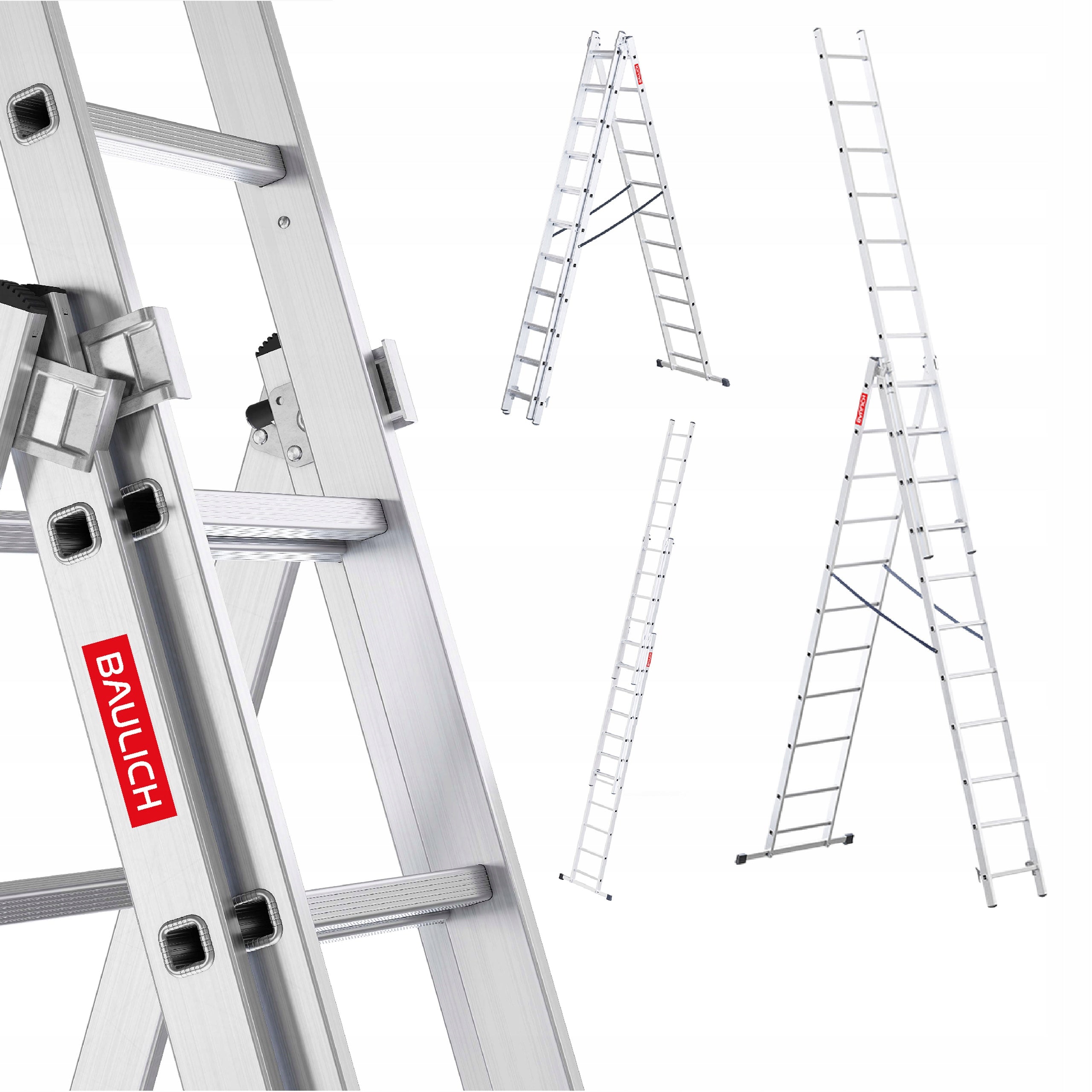Drabina aluminiowa wielofunkcyjna 3x11 szczebli 6,55 m składana uniwersalna EN131 obciążenie 150 kg