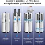 Système de filtration d’eau par gravité Earth WEEP850 8,5 L inox AISI 304 2 filtres O’Pure 2 robinet niveau d’eau