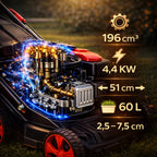 kosiarka spalinowa z napędem 53cm silnik 196cc zwrotna nowy model 9W1 wydajna solidna do ogrodu