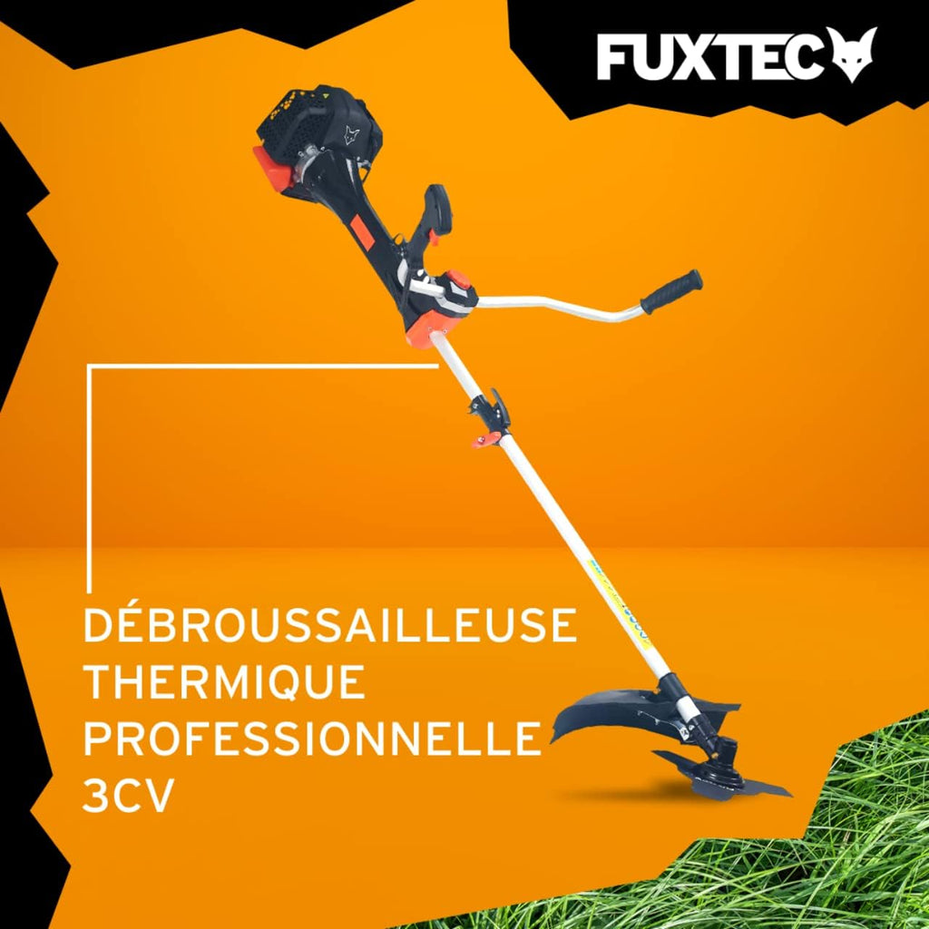 Débroussailleuse thermique professionnelle FX-PS152 52 cm³ 3 CV 2 en 1 coupe 30 cm tête double fil lame 3 dents noir