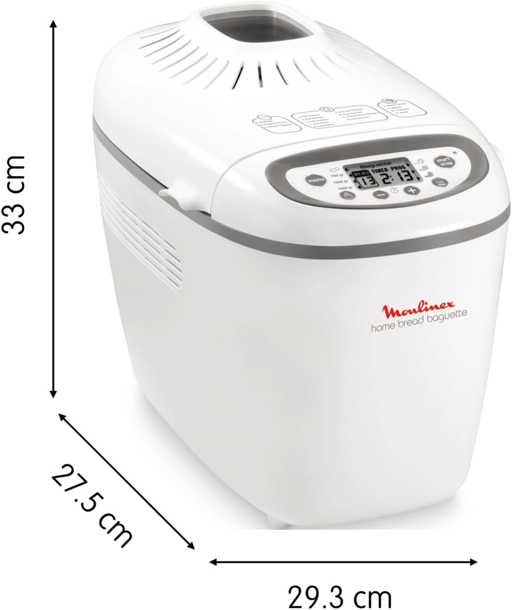 Machine à pain Home Bread Baguette OW610110 1650 W 16 programmes capacité 1,5 kg 3 dorages plaques baguettes blanc