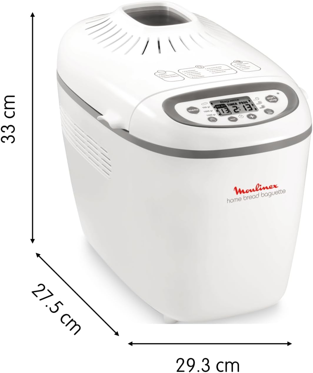 Machine à pain Home Bread Baguette OW610110 1650 W 16 programmes capacité 1,5 kg 3 dorages plaques baguettes blanc