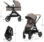 Poussette 3 en 1 ESME travel system siège auto MINK PRO i-Size 40 à 75 cm pliable tout-terrain harnais 5 points beige