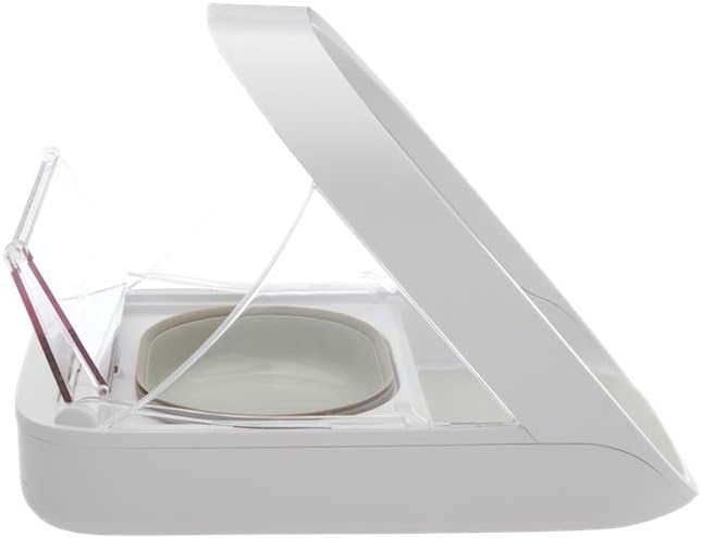 Distributeur de nourriture à puce électronique 400 ml avec couvercle hermétique compatible médaillon RFID blanc gris
