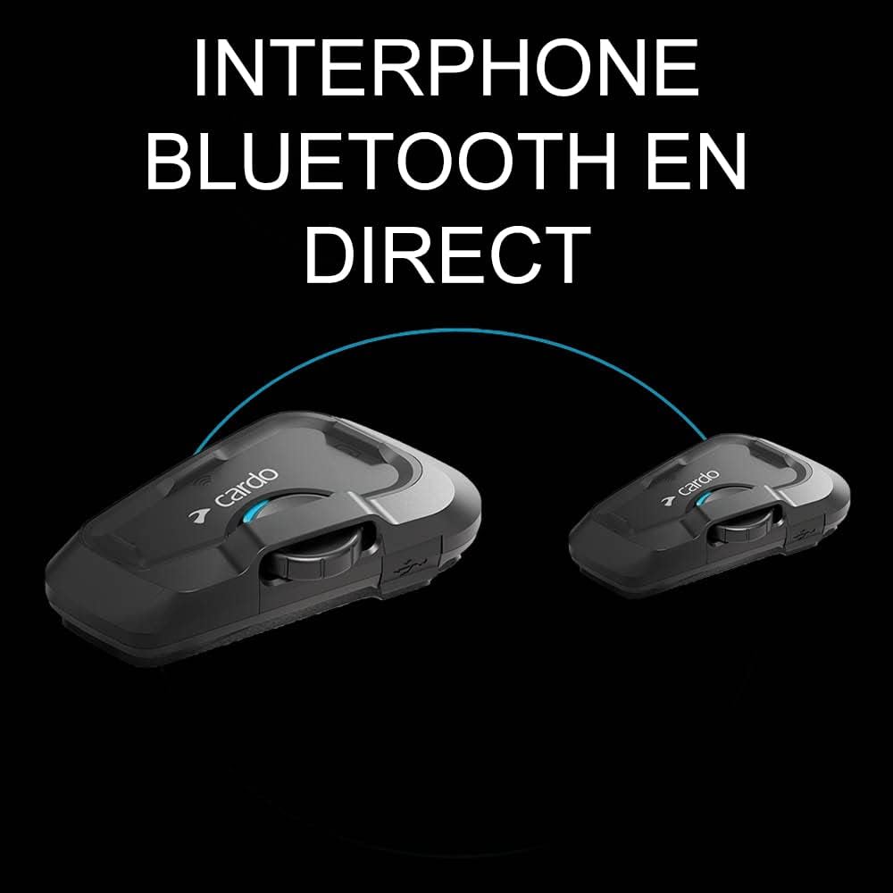 Intercom moto Freecom 2X Bluetooth 1 unité haut-parleurs 40 mm portée 800 m étanche radio FM noir