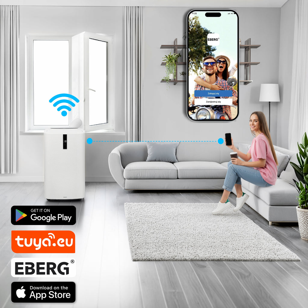 Klimatyzator przenośny ENVA E35J1 3530 W 12000 BTU WiFi chłodzenie osuszanie wentylacja