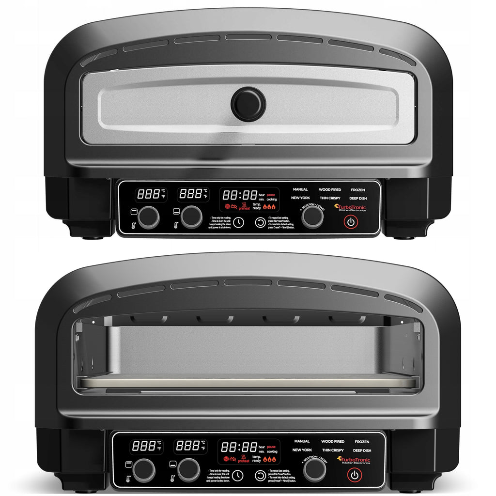 Piec do pizzy elektryczny 2200 W 450°C z kamieniem szamotowym średnicy 37 cm w zestawie łopata