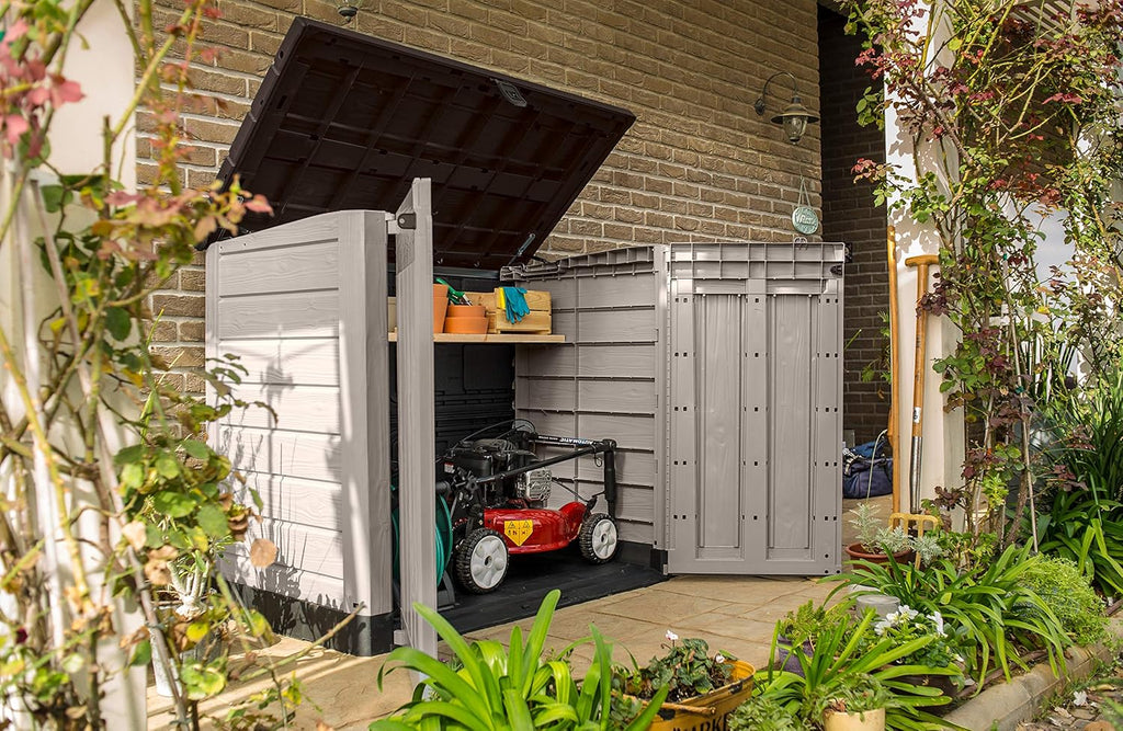 Abri horizontal poubelle SIO Pro 1200 litres en polypropylène imperméable avec plancher inclus verrouillable charge maximale 28 kg