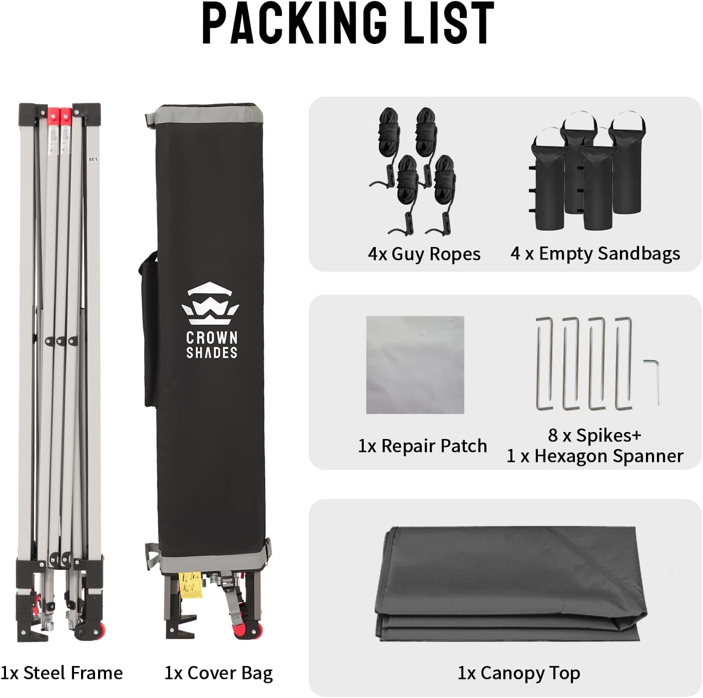 Tonnelle pliante 3 x 3 m imperméable UPF 50+ verrouillage central sac rangement 4 sacs de sable gris