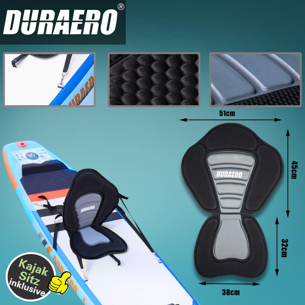 Planche de paddle gonflable 330 x 76 x 15 cm avec siège kayak pagaie double réglable support caméra 3 ailerons charge 150 kg