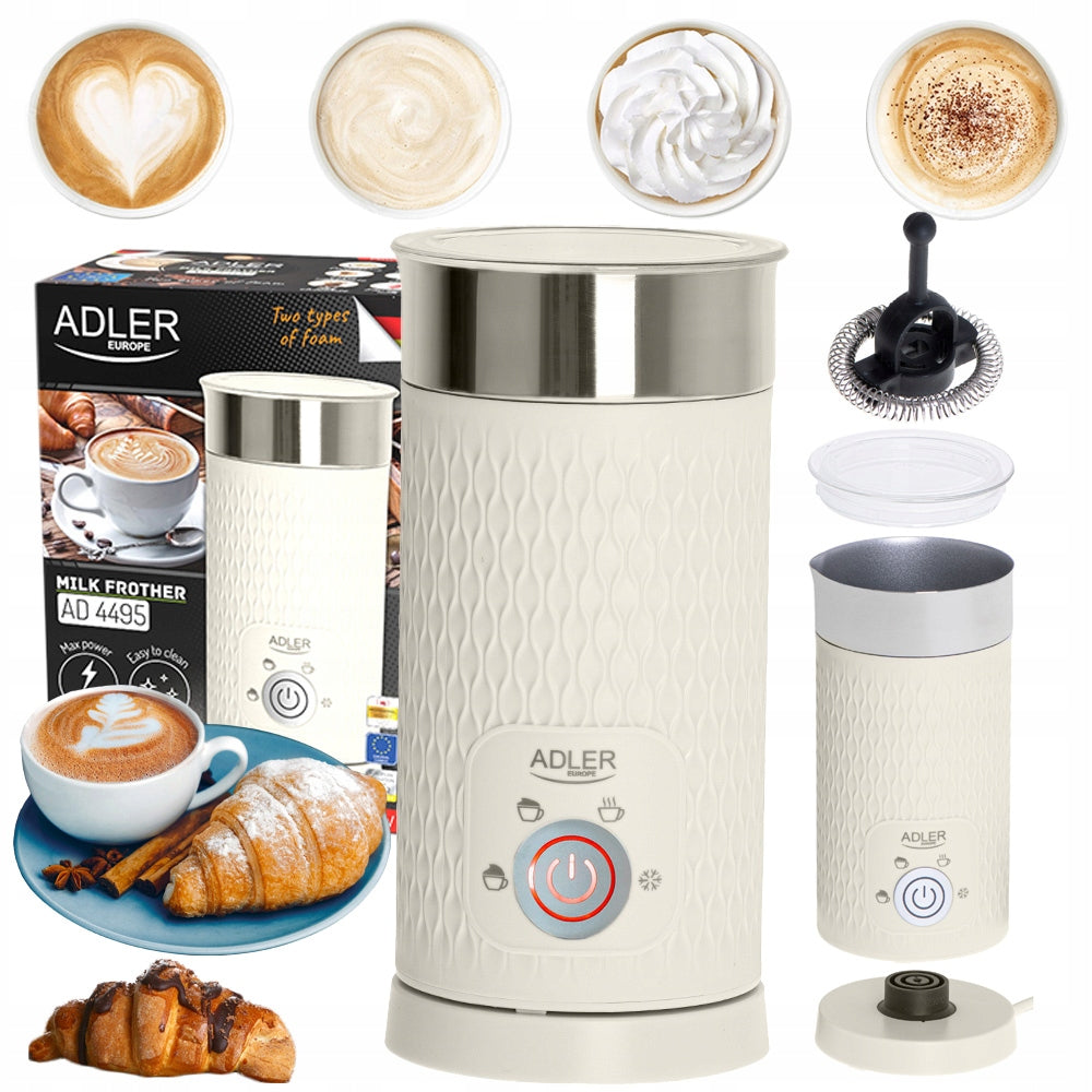 2x Elektryczny Spieniacz Do Mleka Kremowy Ad 4495 Do Kawy Cappuccino Latte Idealny Do Spieniania Mleka