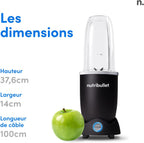 Blender électrique Pro 1200 NB120MB 1200 W multifonction smoothie broyeur verres 700 ml et 900 ml noir