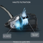 Aspirateur avec sac Silence Force Effitech RO7451EA 400 W 4,5 L filtre HEPA 57 dB rayon 12 m bleu