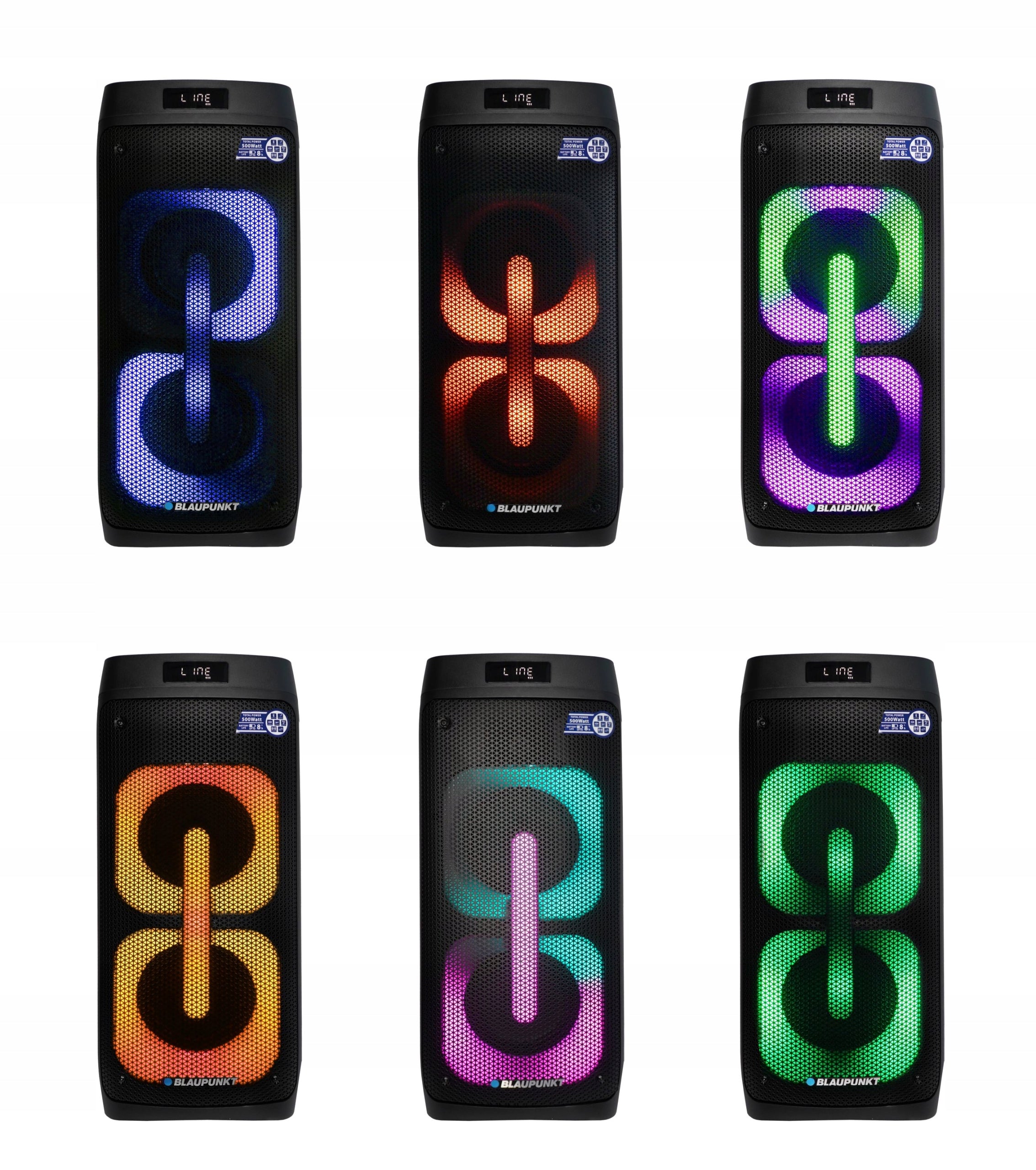 Przenośny głośnik PartyBox PB50LED karaoke z mikrofonem bezprzewodowym LED Bluetooth USB FM AUX 500 W