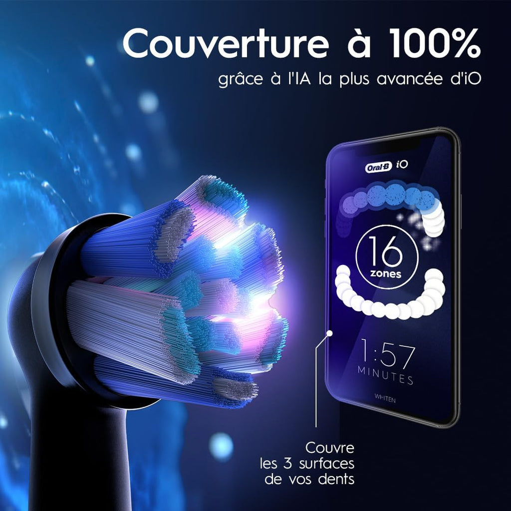 Brosse à dents électrique iO 9 7 modes capteur de pression écran couleur charge rapide avec étui