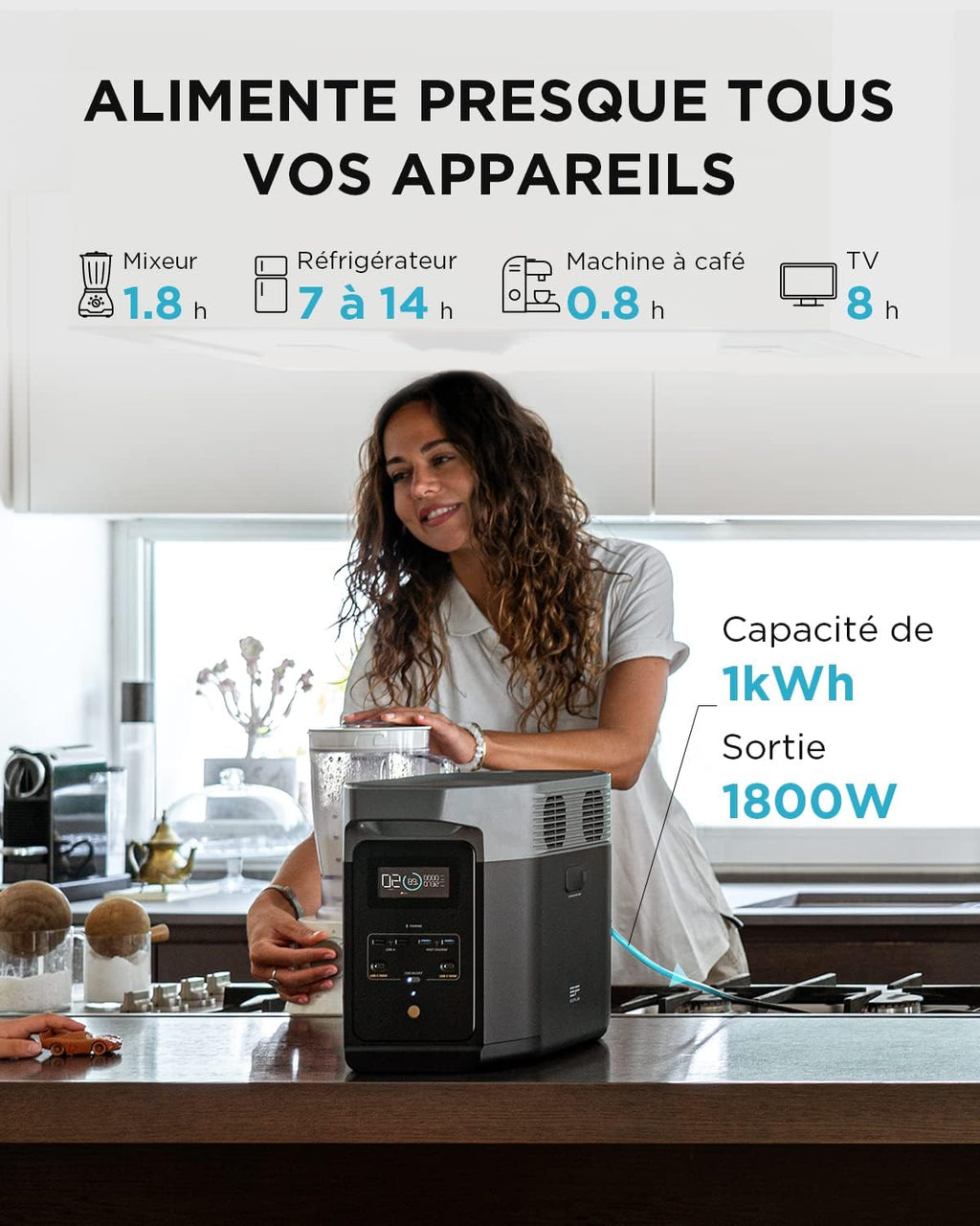 DELTA 2 ZMR330-EU station électrique portable 1 à 3 kWh, batterie LFP, 1800 W, 13 prises