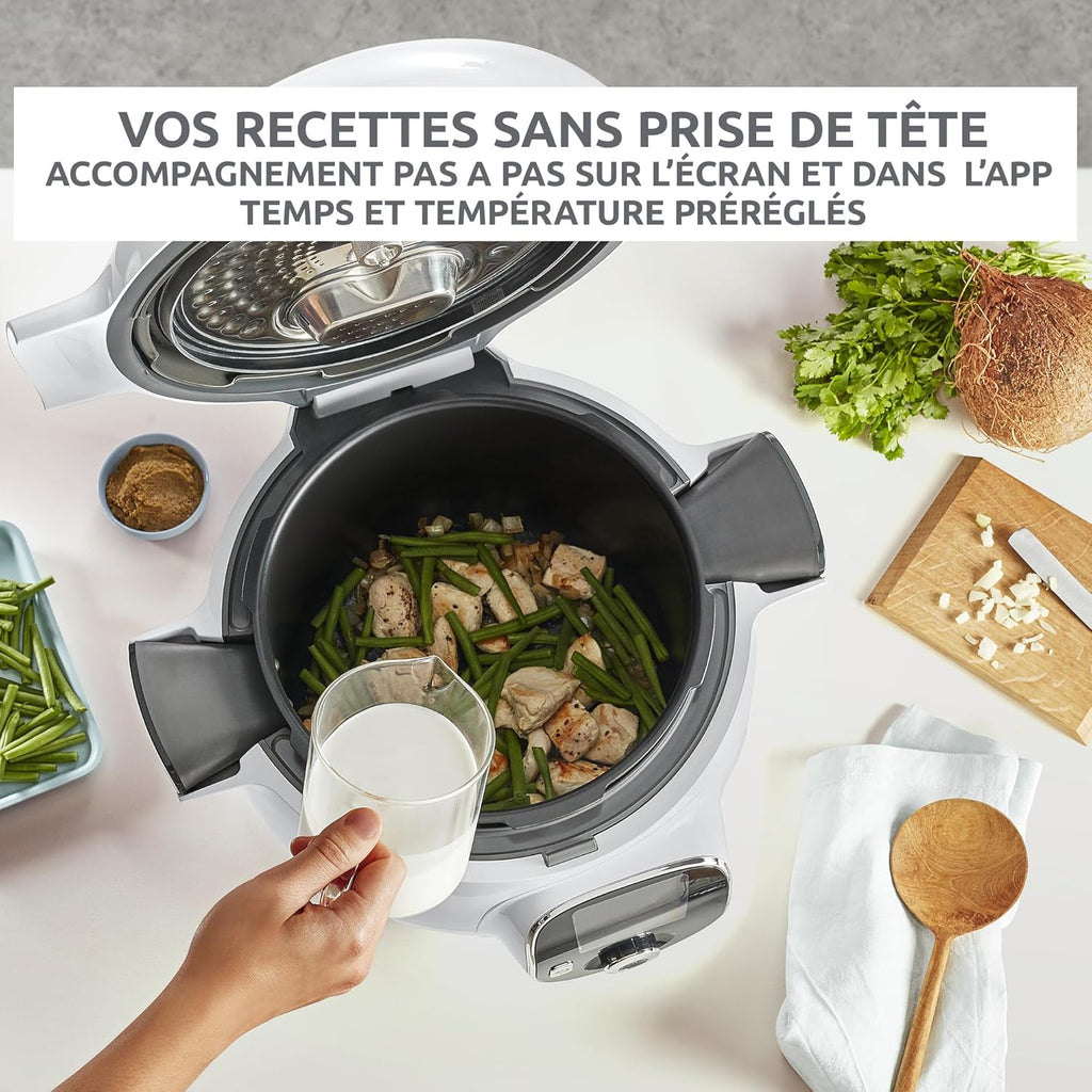 Multicuiseur intelligent Cookeo CE854110 6 L 1600 W avec 80 recettes intégrées 6 modes de cuisson blanc