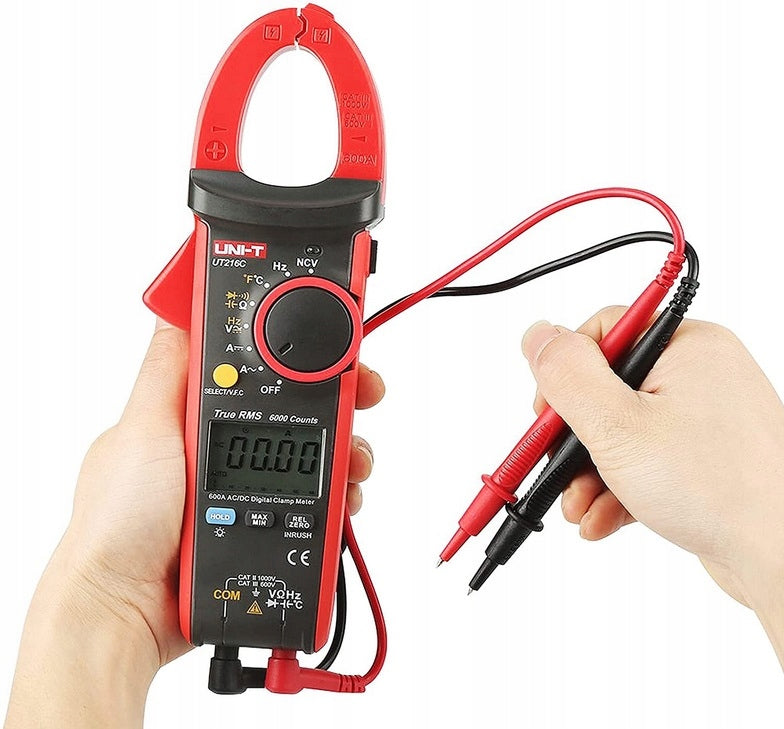 Clamp Meter UT216C Digital Multimeter LCD 6000 Counts AC DC Voltage Current Resistance Temperature Measurement