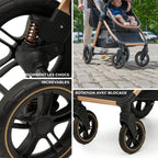 Poussette 3 en 1 ESME travel system siège auto MINK PRO i-Size 40 à 75 cm pliable tout-terrain harnais 5 points beige