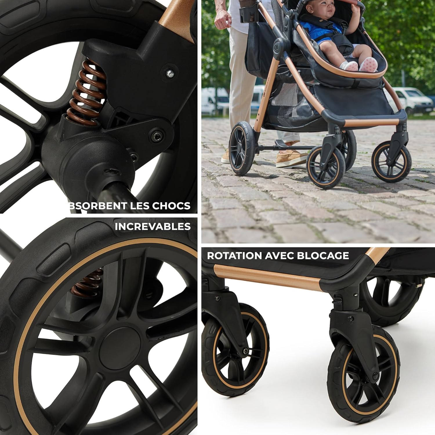 Poussette 3 en 1 ESME avec porte-bébé Mink PRO I-Size, système de voyage, pliable, nouveau-né jusqu'à 4 ans, noir
